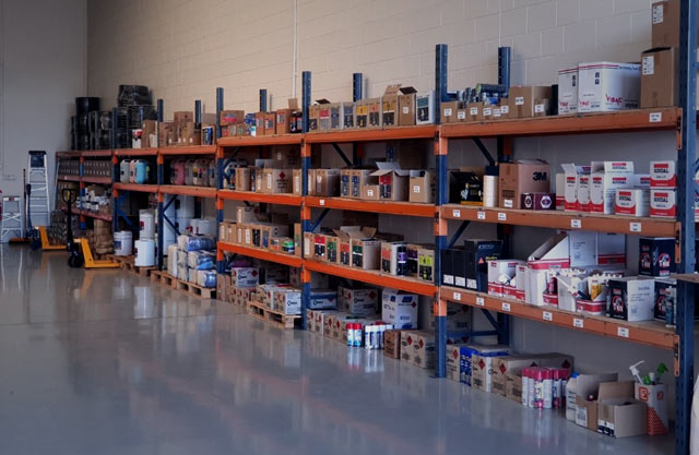 Fix Plus warehouse neatly layed out and filled with fabrication and construction supplies